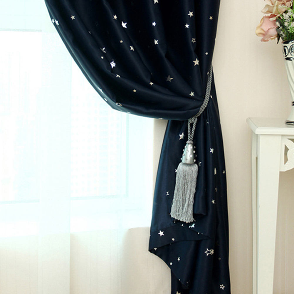thumbnail image 2 of Tratamientos de ventana Cortinas de pantalla Polyester Drafes Sombreado Estrellas de la sala Dormitorio Sala de estar con 4 ganchos, 2 of 9
