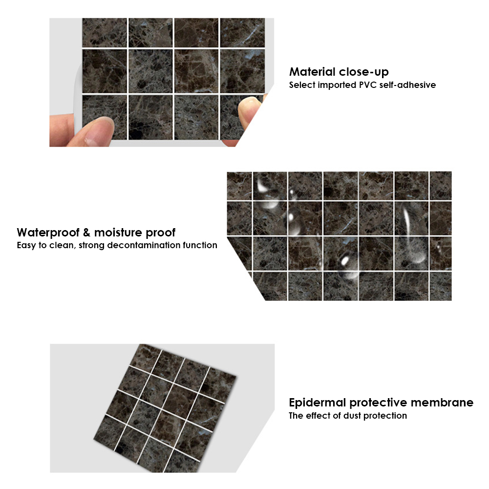 thumbnail image 4 of 10pcs PVC Mosaico Mosaico Pegatina de pared de azulejos impermeables decoración de la cocina, 4 of 7