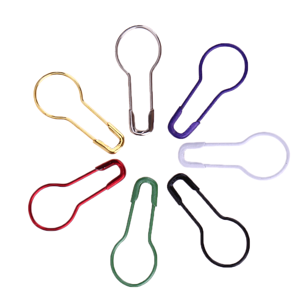 thumbnail image 3 of Pensos de seguridad de calabaza de metal de 100 piezas Pins de forma de pera Pins de punto de punto coloridos marcadores de puntadas de bulbo para coser tejer, 3 of 9