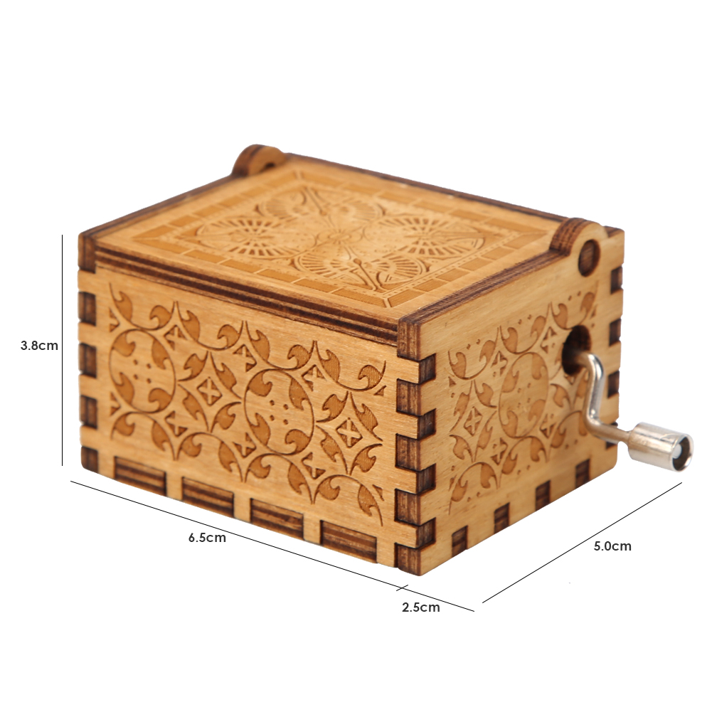 thumbnail image 2 of Caja de música tallada de madera con Melody Vintage Music Box Decoración del hogar Hermoso aparato musical tallado Hecho a mano para niñas para niños, 2 of 8