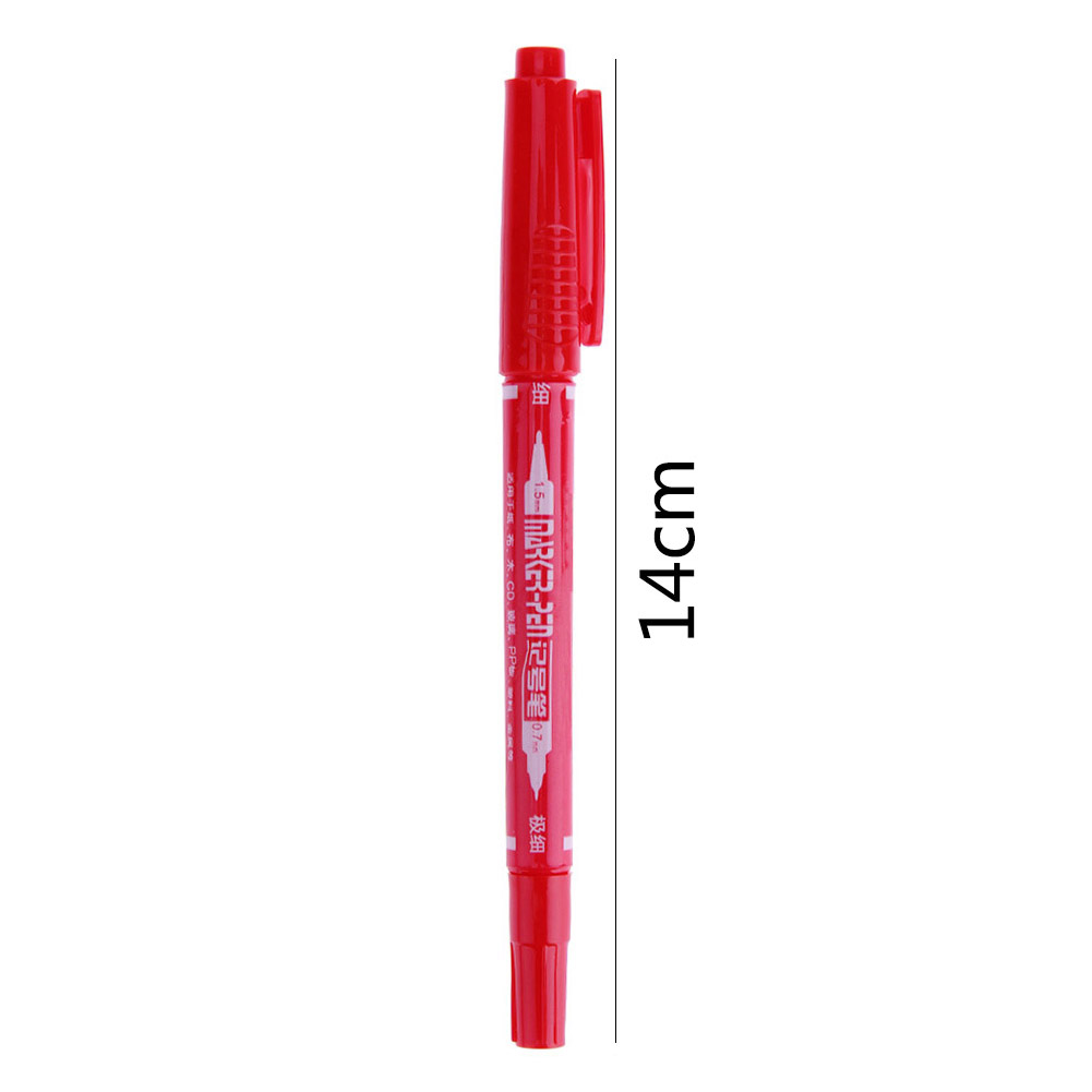 thumbnail image 2 of Pen marcador a base de aceite de doble cabeza 0.7 mm y 1.5 mm de suministros de oficina escolar (rojo), 2 of 9