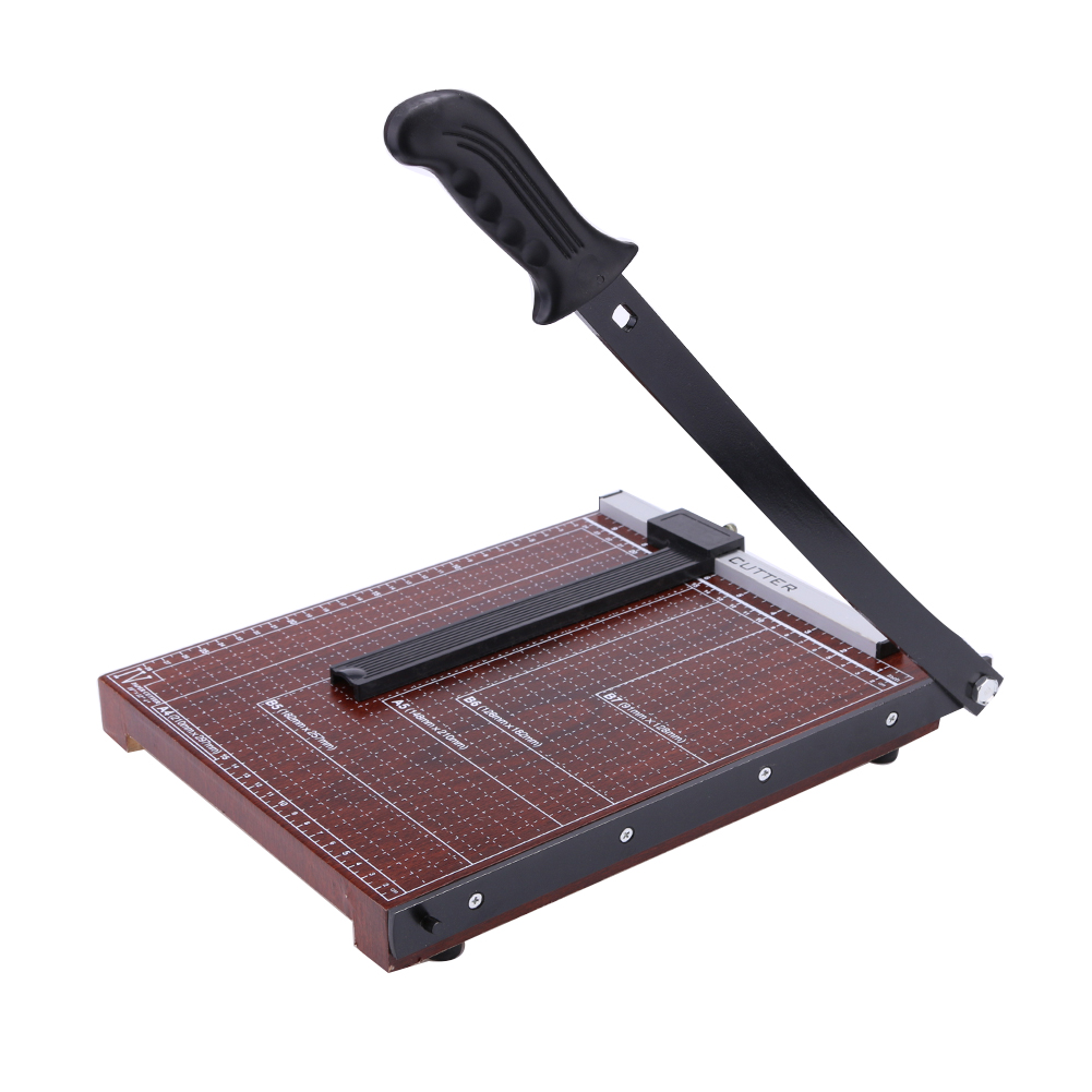 thumbnail image 3 of Cortador de papel guillotina de longitud de 12 pulgadas con base de madera Guillotine Trimmer Cortador de papel Fundador para la escuela Home School, 3 of 8